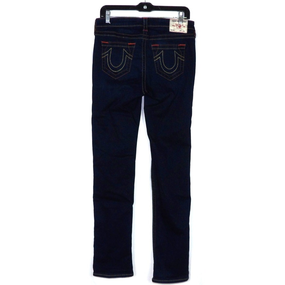 True Religion Dark Wash Stretch BILLIE Mid-Rise Straight Leg Jeans Women's 32